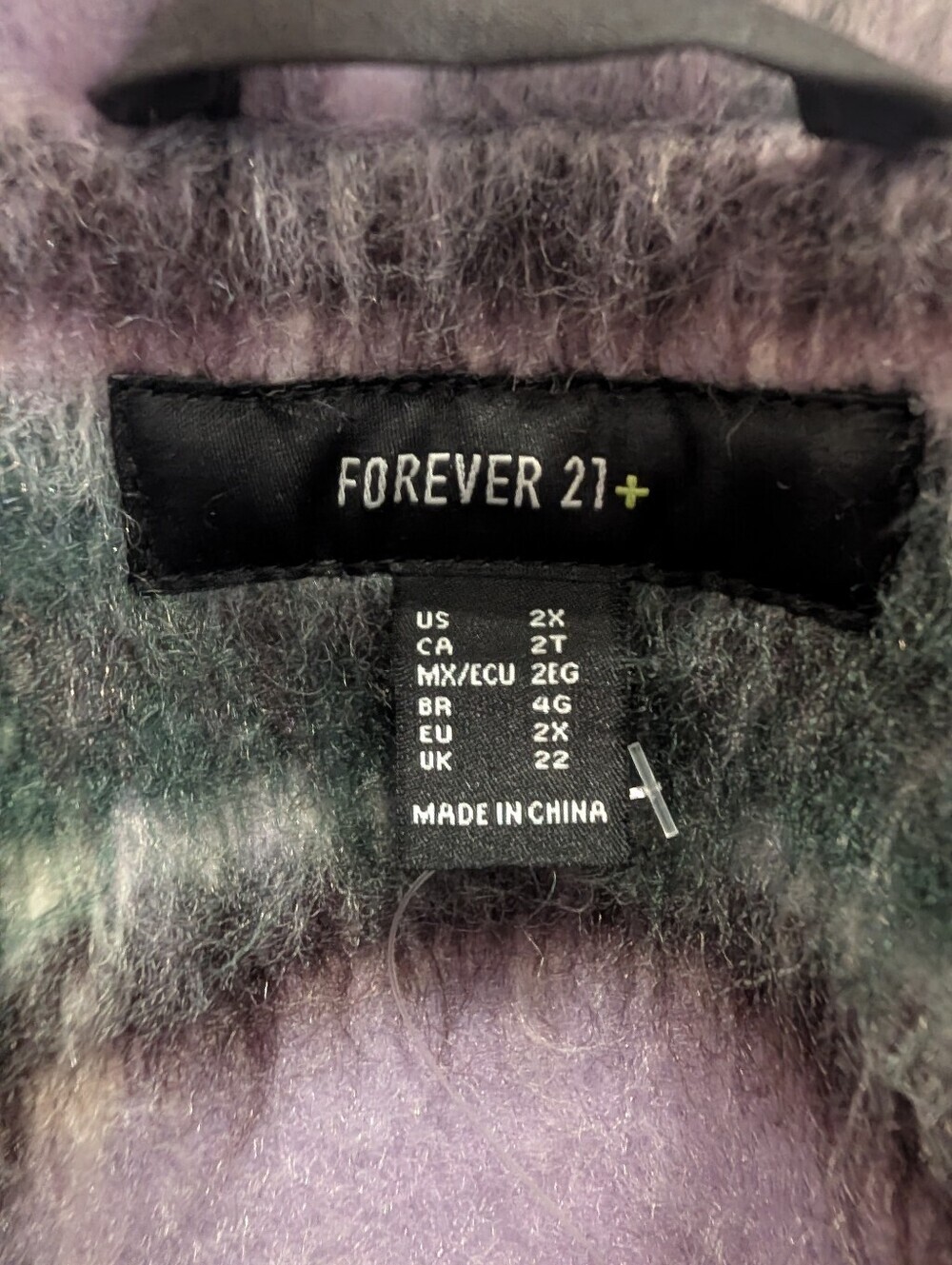 Forever 21+ Purple Plaid Brushed Shacket Jacket | Oversized Button Front | 2X - Picture 8 of 10